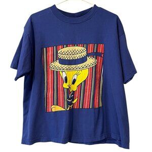 Tweety Bird T Shirt Thats‎ All Folks 1993 Size Measured Cartoon Classic Medium